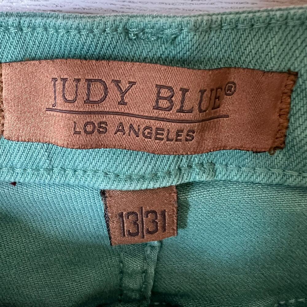 Judy Blue Jeans Womens Size 13/31 Green Garment Dyed Boot Cut Raw Hem - Picture 2 of 16